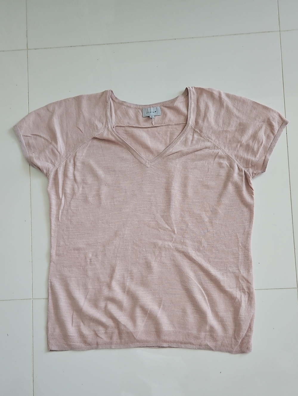 Jigsaw Pale Blush V-Neck Short Sleeve Tee